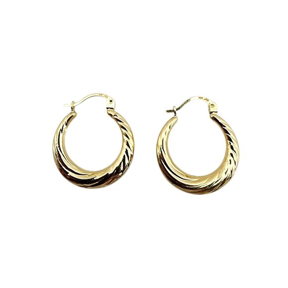 14K Yellow Gold Twisted Hoop Earrings #22724 - Picture 3 of 11